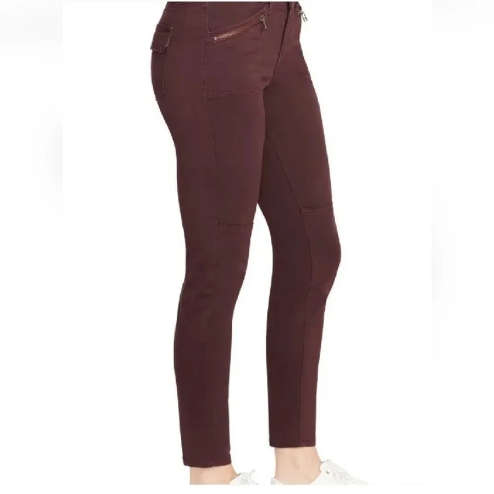 William Rast Pants Jane Skinny Cargo Jeans Ankle Stretch Denim Wine Woman Sz 27